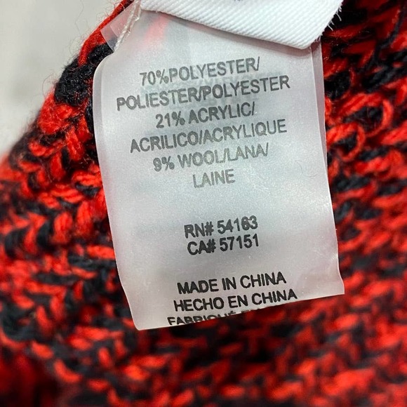 Calvin Klein Women's Red/Black Chunky Marled Knit Fringe-Trim Scarf SZ OS - Picture 4 of 5